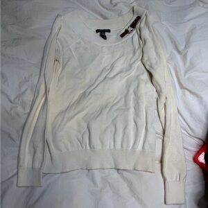 Ralph Lauren Cream Crewneck Sweater with Buckle Accent
